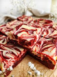 Red Velvet Brownies with White Swirls